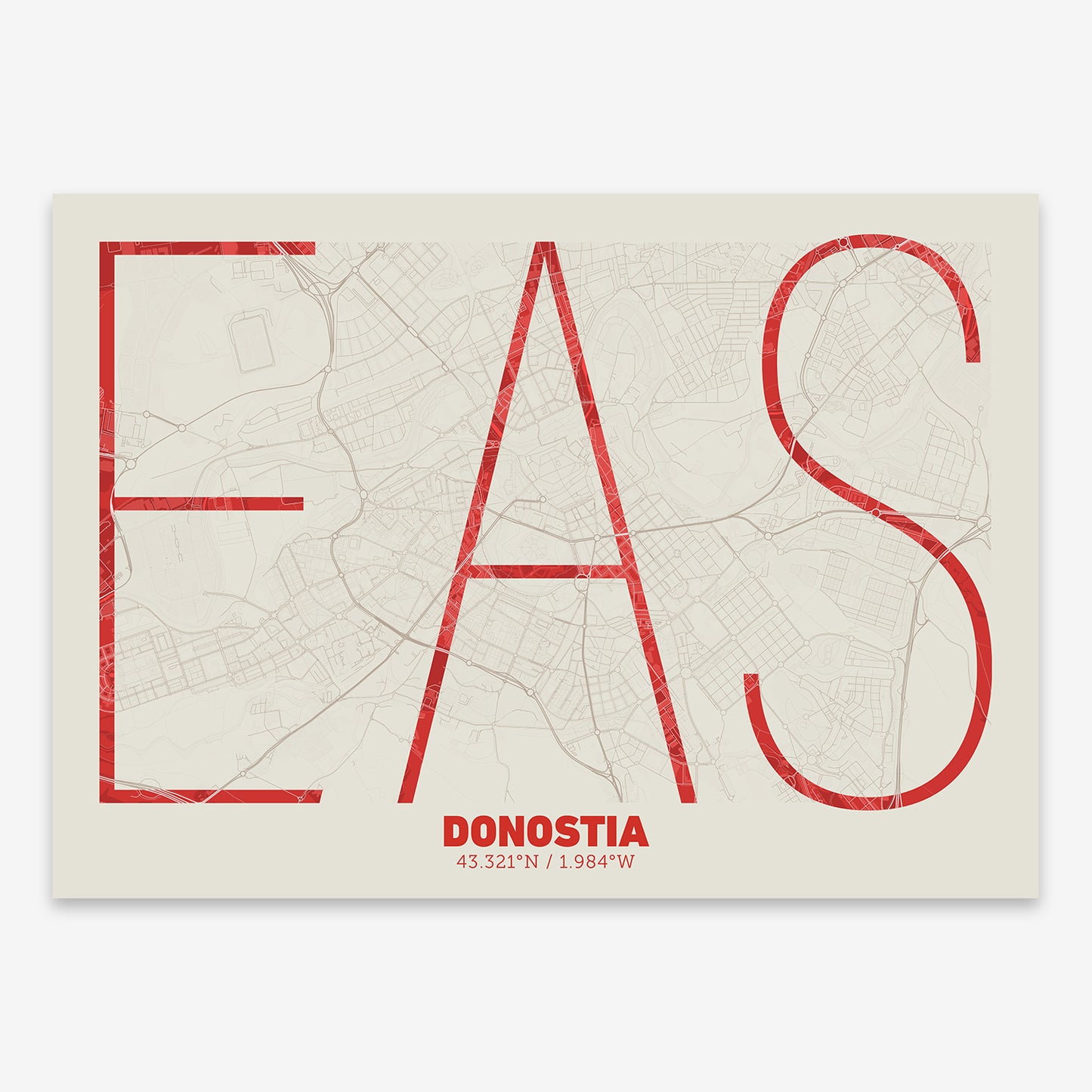 Donostia Map V07 Boho / No Frame / Yes