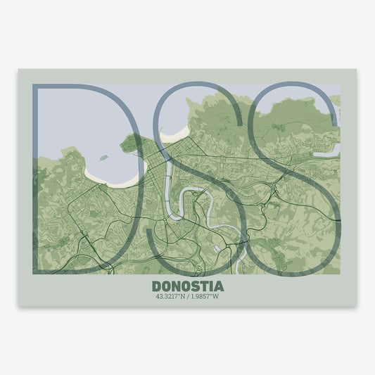 Póster decorativo de Donostia – Arte tipográfico ultrafino