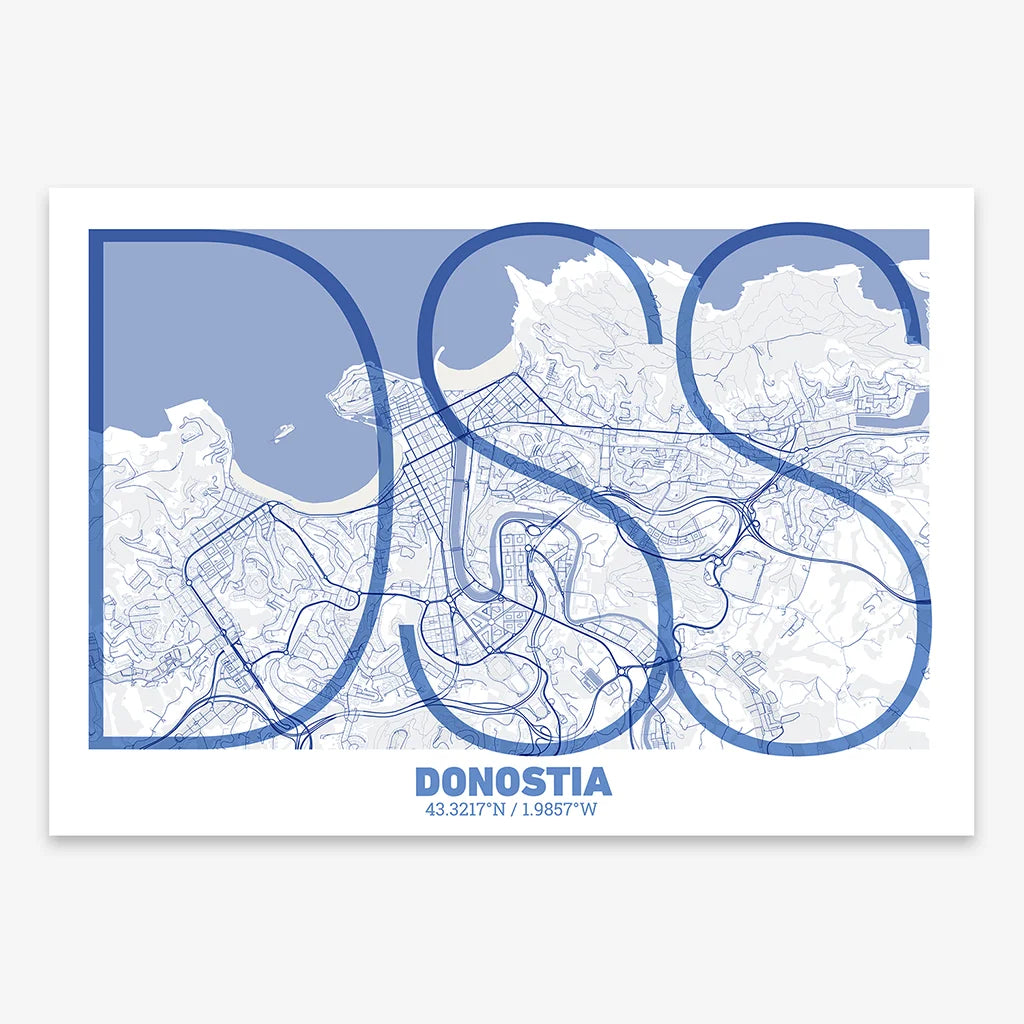 Decorative poster of Donostia – Ultra-thin typographic art