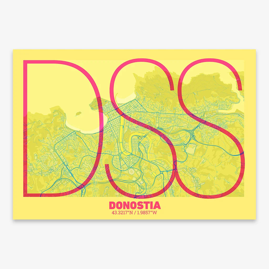 Decorative poster of Donostia – Ultra-thin typographic art