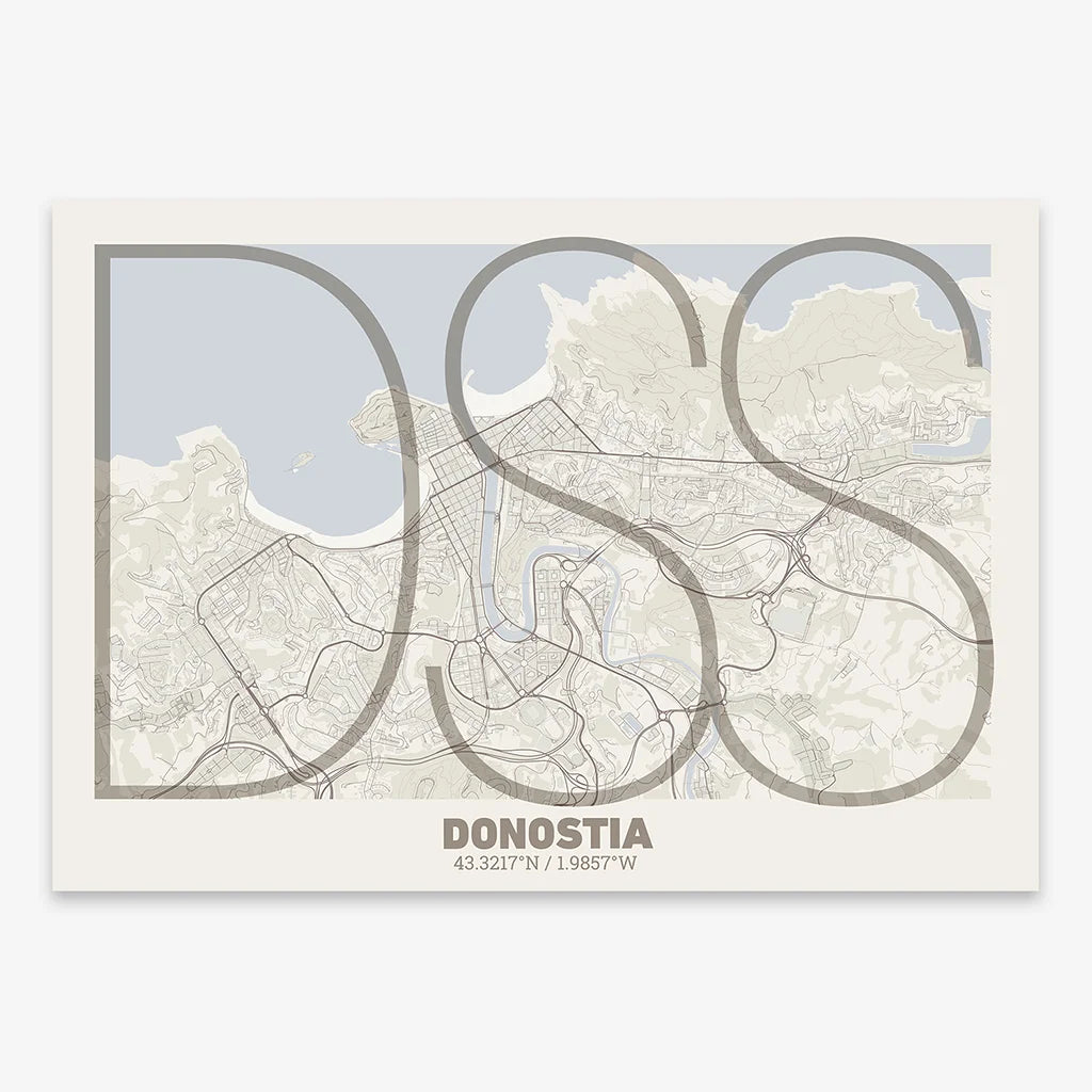 Decorative poster of Donostia – Ultra-thin typographic art