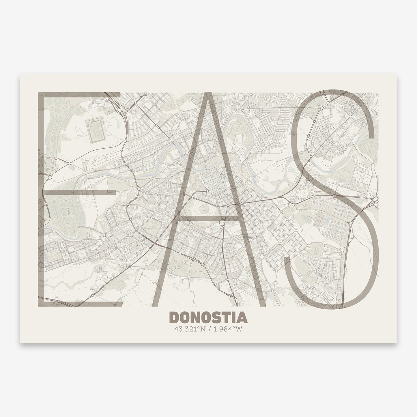 Donostia Map V07 Rustic / No Frame / No