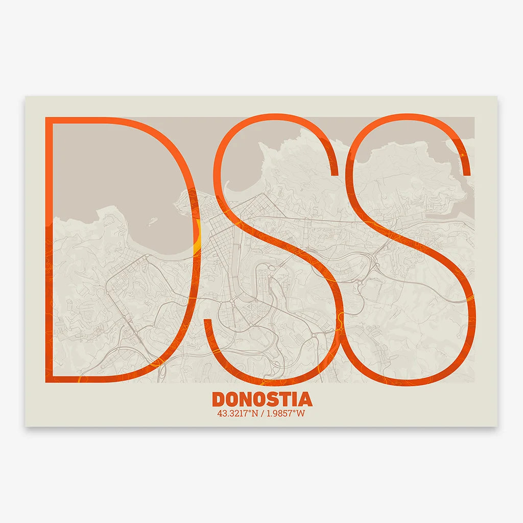 Decorative poster of Donostia – Ultra-thin typographic art