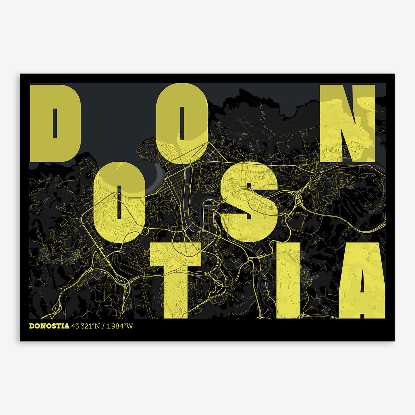 Donostia Map V08 Night / Frame / No