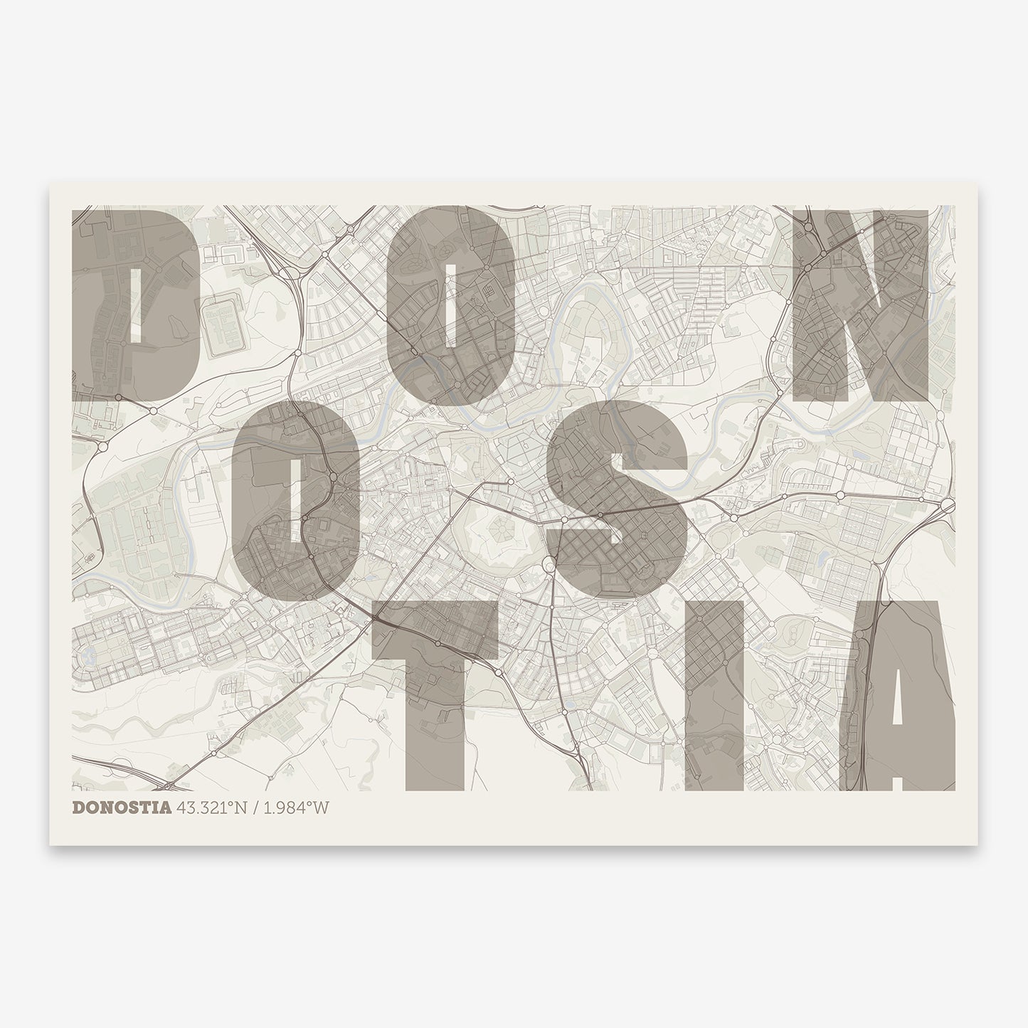 Donostia Map V08 Rustic / No Frame / No