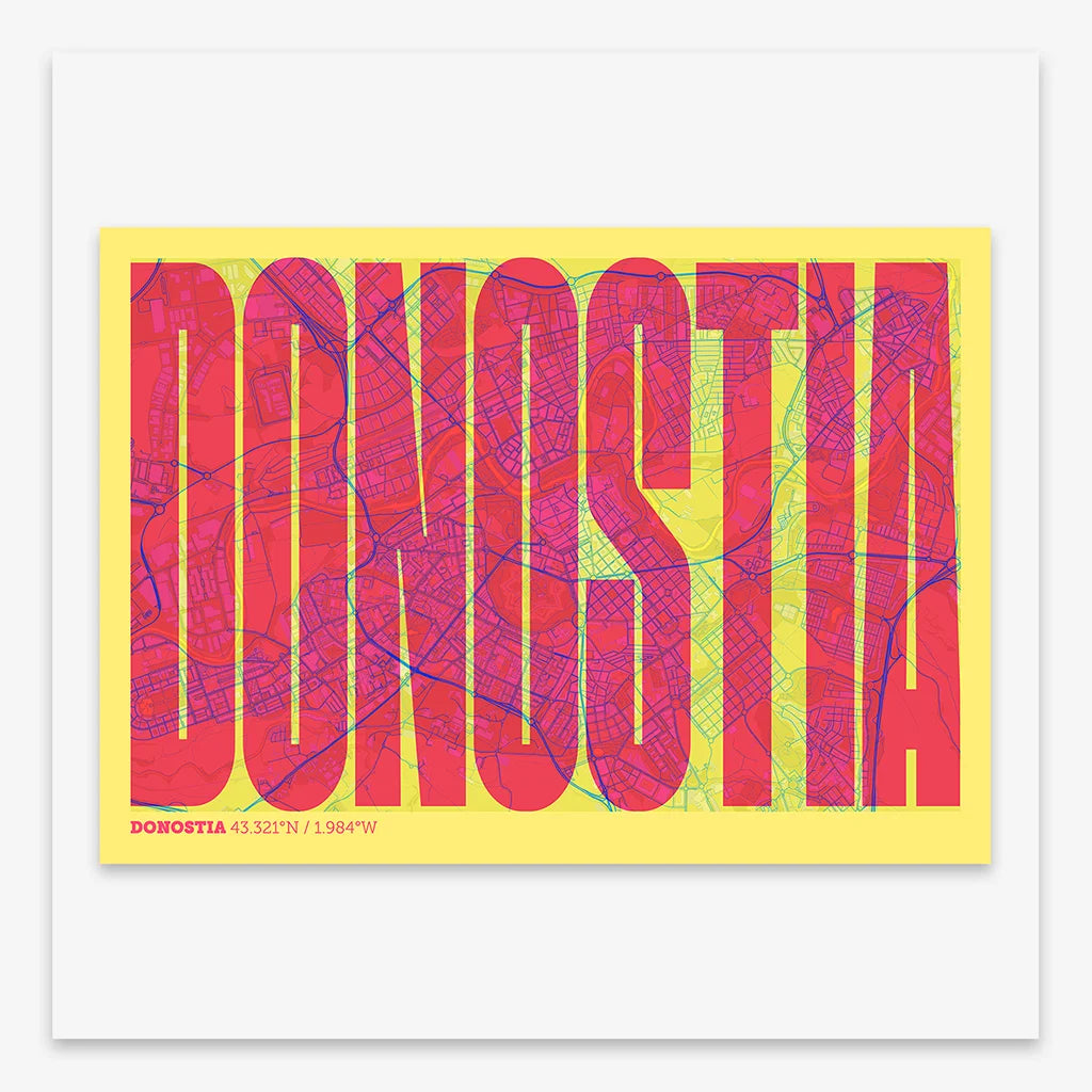 Graphic souvenir of Donostia – Contemporary typographic print