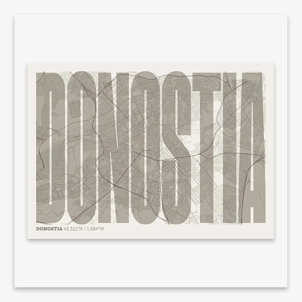 Graphic souvenir of Donostia – Contemporary typographic print
