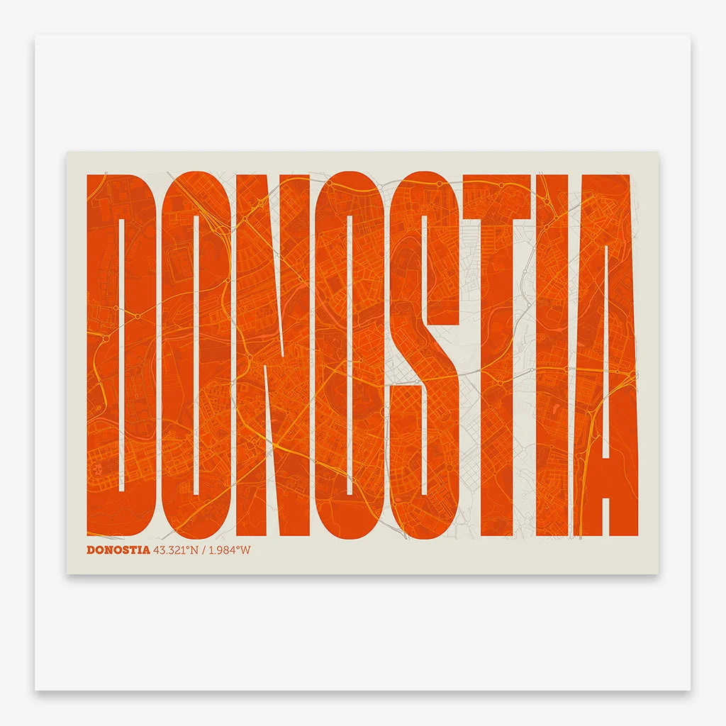 Graphic souvenir of Donostia – Contemporary typographic print
