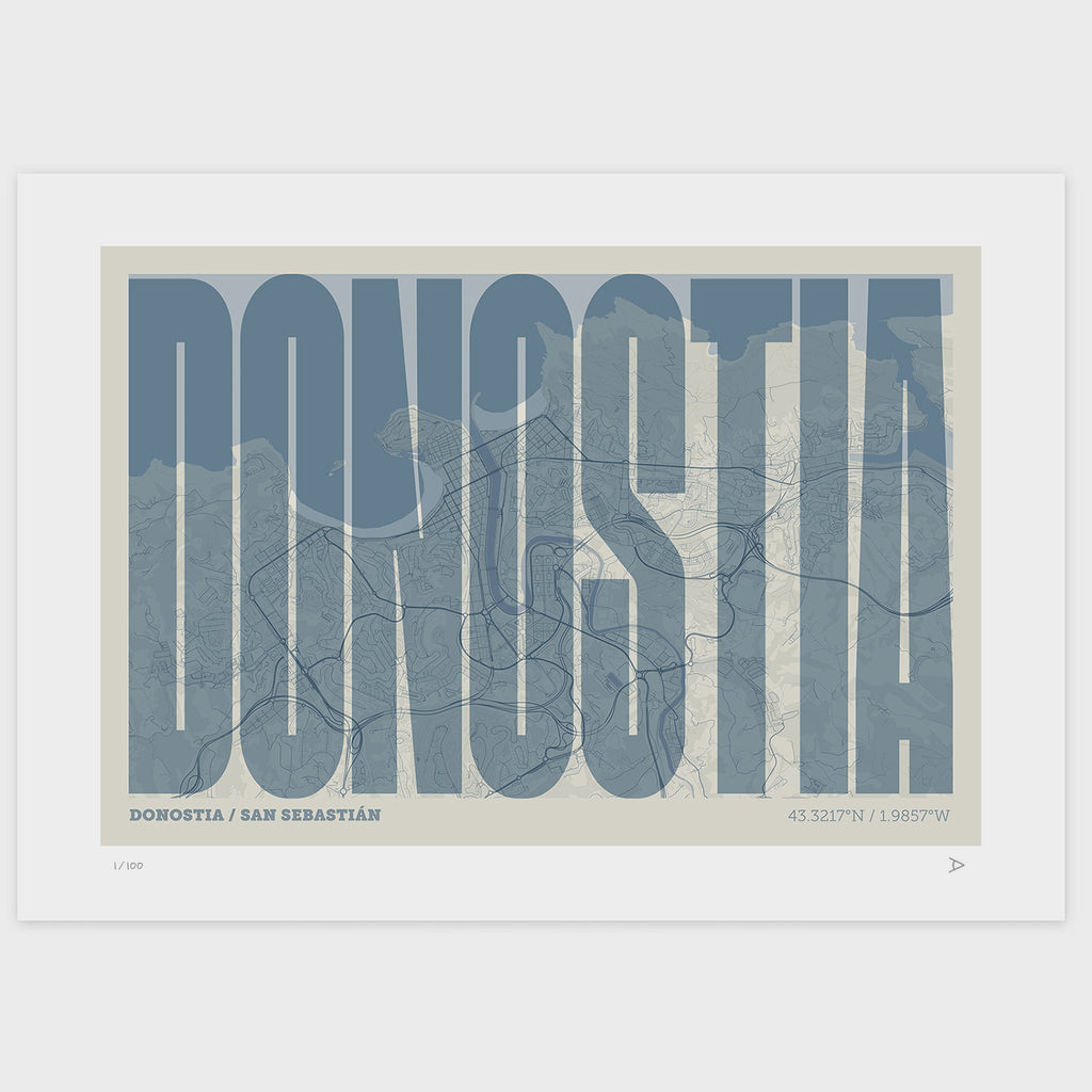Lámina tipográfica de Donostia – diseño Extra Comprimida, sin marco sobre papel