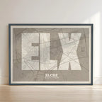 Decorative print of Elche – Modern typographic art