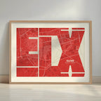 Artistic poster of Elche with geometric typography - Custom decoration