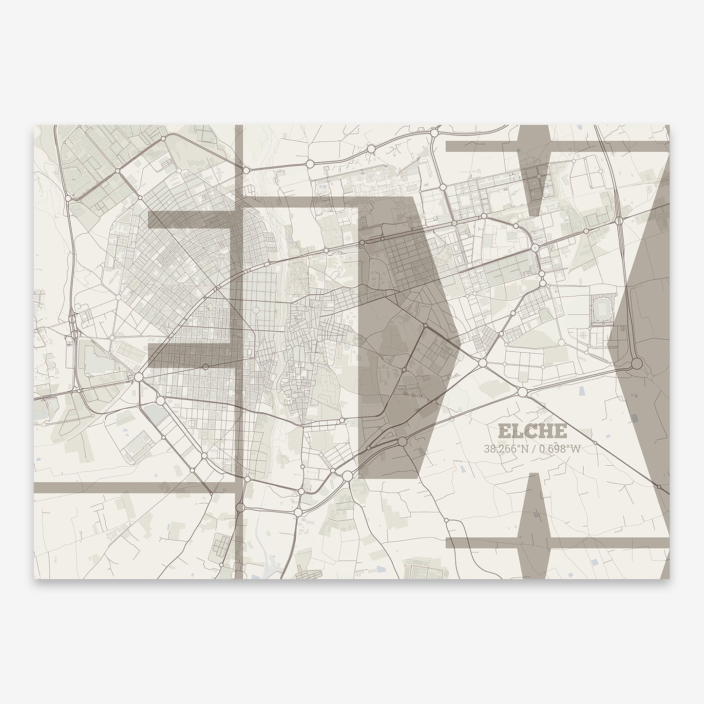 Elche Map V03 Rustic / No Frame / No