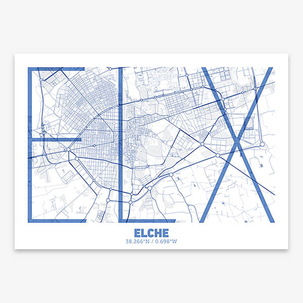 Poster of  composed with letters in extra light font printed on navy blue and white