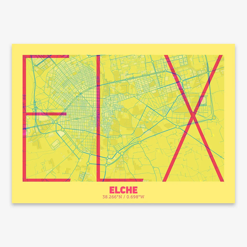 Poster of  composed with letters in extra light font printed on yellow and fuchsia