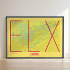 Decorative poster of Elche – Ultra-thin typographic art