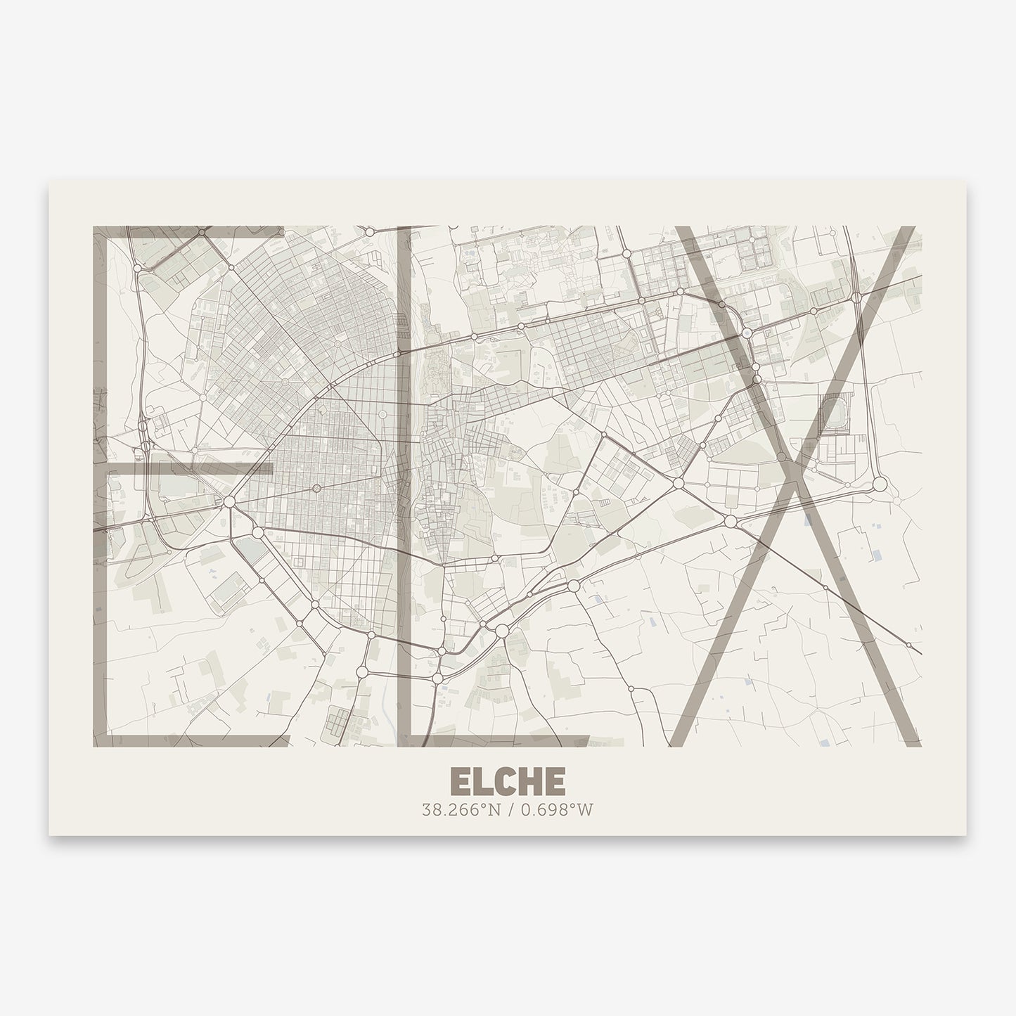 Elche Map V07 Rustic / No Frame / No