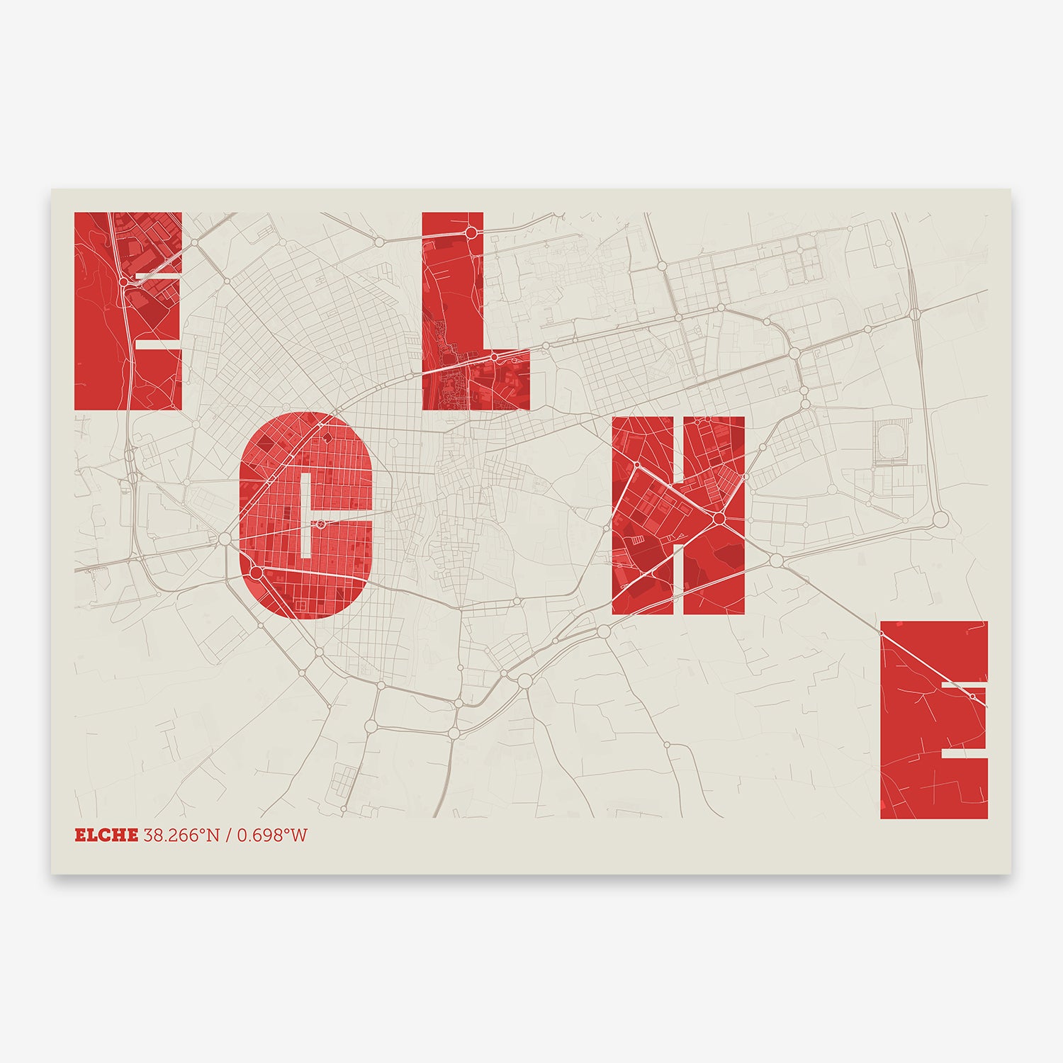 Elche Map V08 Boho / No Frame / No