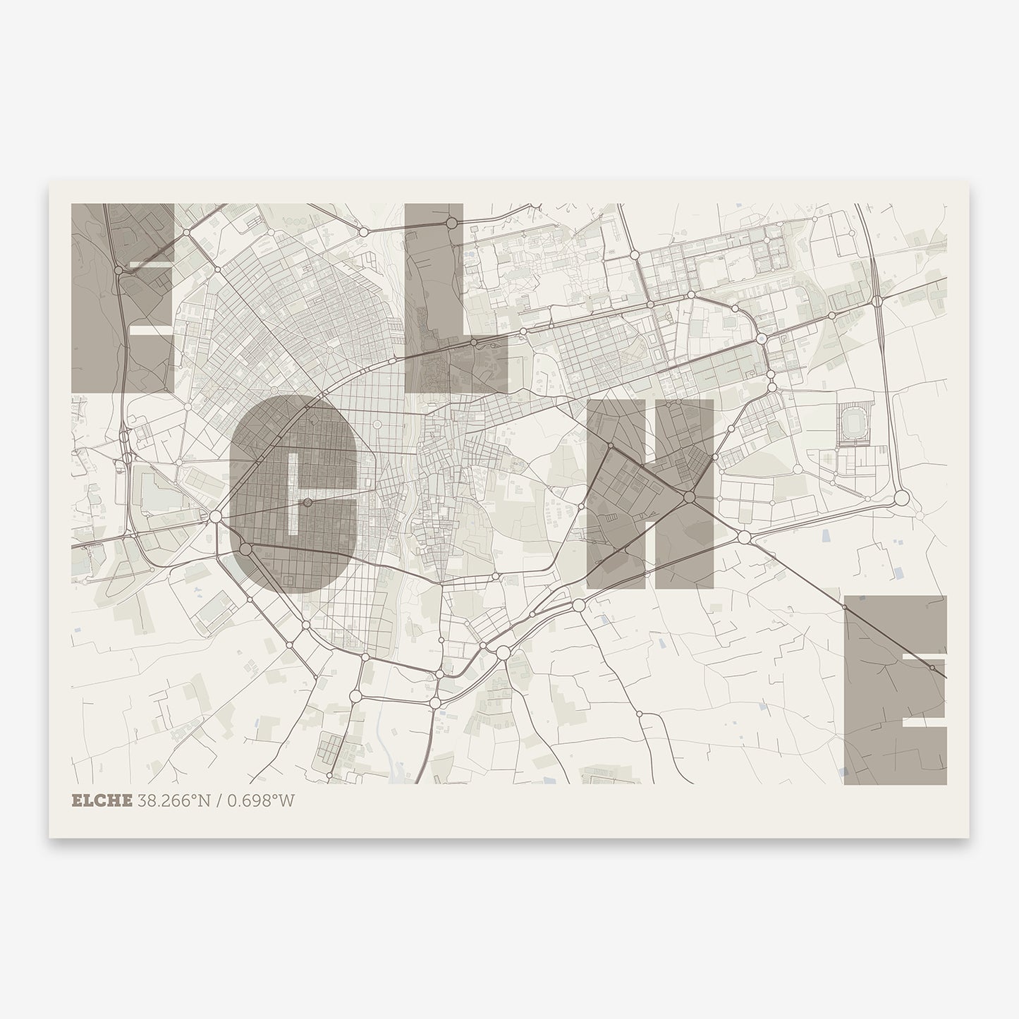 Elche Map V08 Rustic / No Frame / No