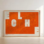 Creative print of Elche – Graphic design and typography on a map