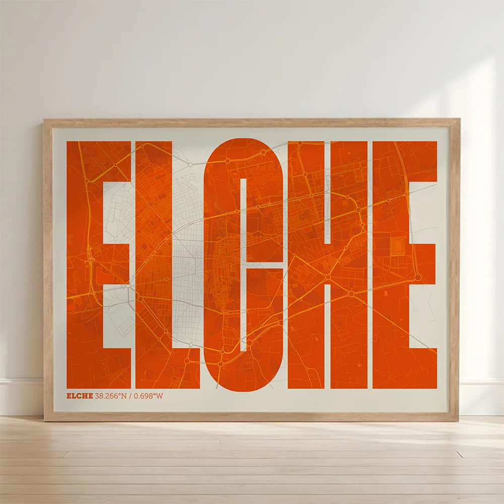 Graphic souvenir of Elche – Contemporary typographic print