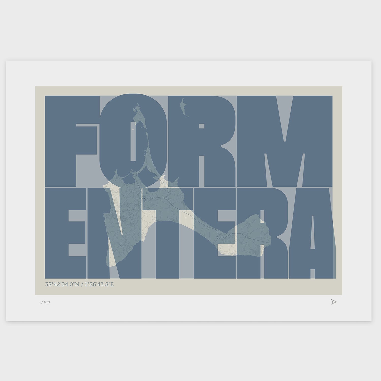 Lámina tipográfica de Formentera – diseño Extra Comprimida, sin marco sobre papel