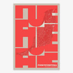 The map of Fuerteventura in Inseparable design, featuring the city's abbreviation in expressive typography over a detailed urban map designed in red and an off-white background