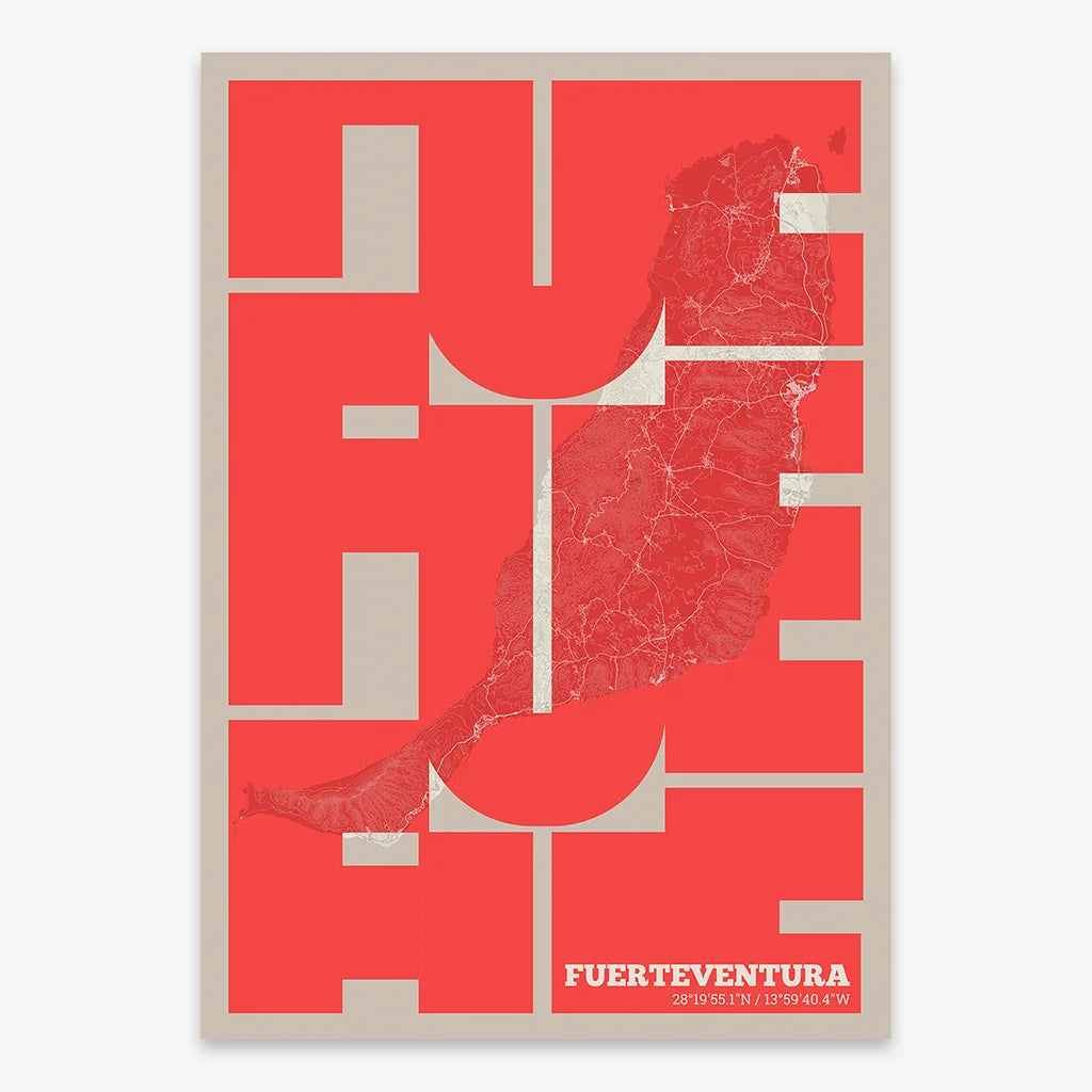 Fuerteventura art poster with geometric typography - Custom decoration
