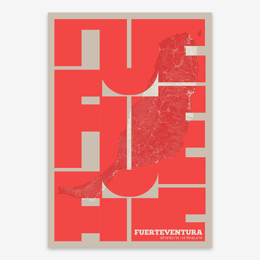 Póster artístico de Fuerteventura con tipografía geométrica - Decoración personalizada