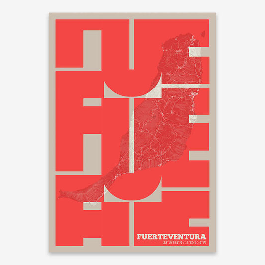 Póster artístico de Fuerteventura con tipografía geométrica - Decoración personalizada
