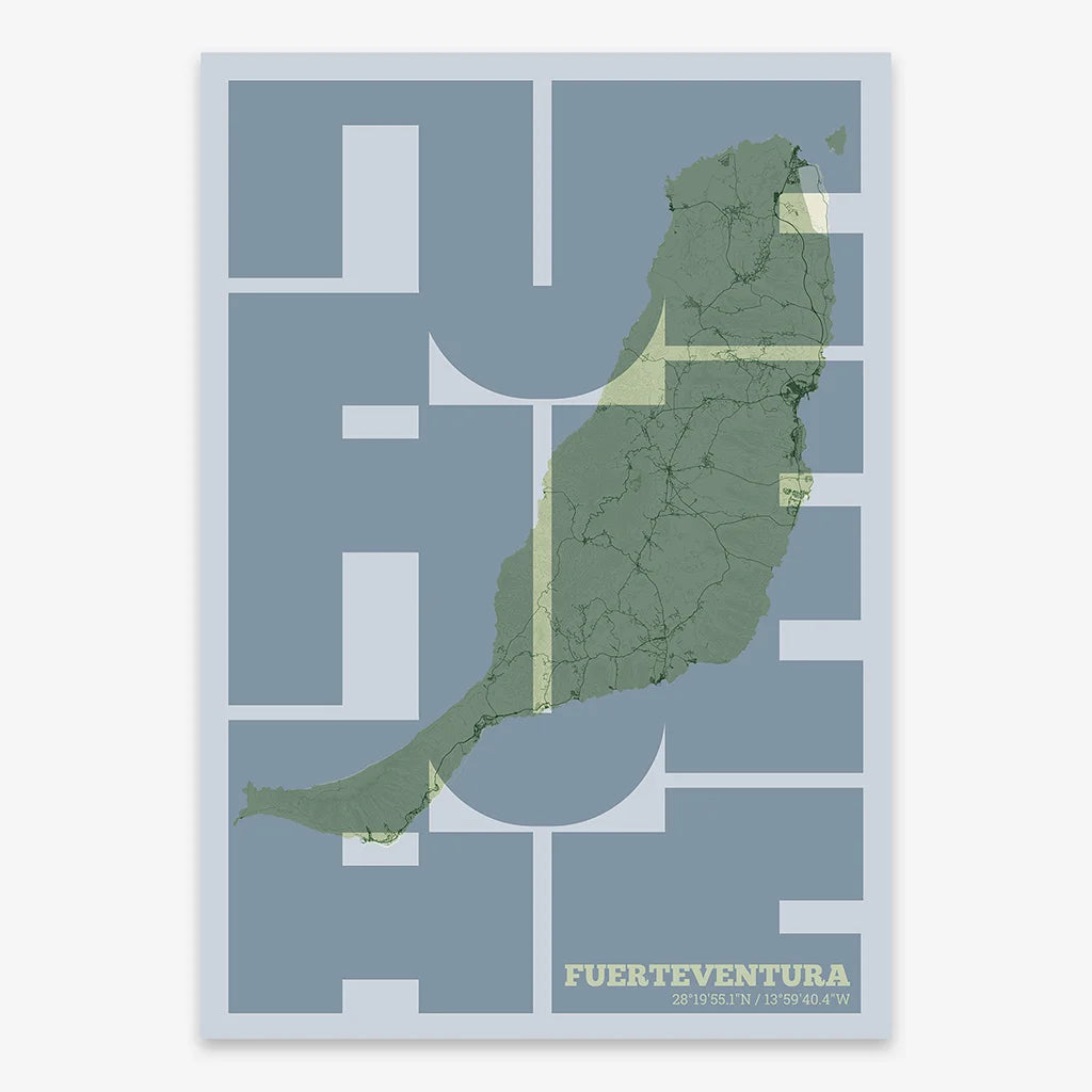 Fuerteventura art poster with geometric typography - Custom decoration