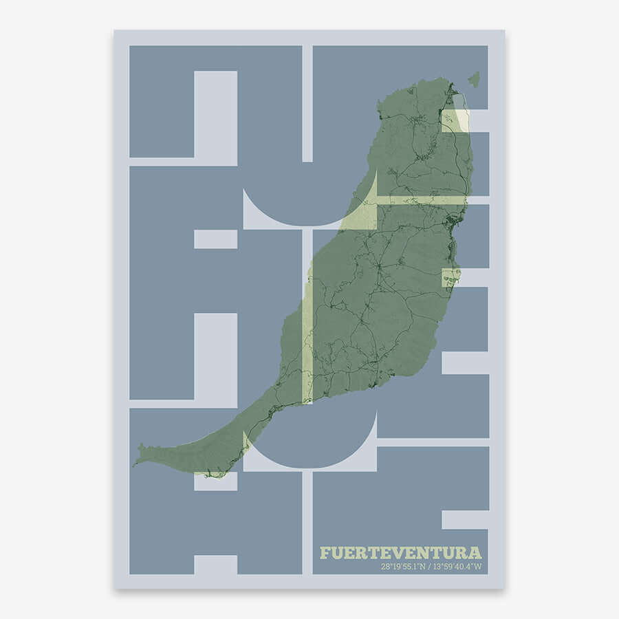 Póster artístico de Fuerteventura con tipografía geométrica - Decoración personalizada