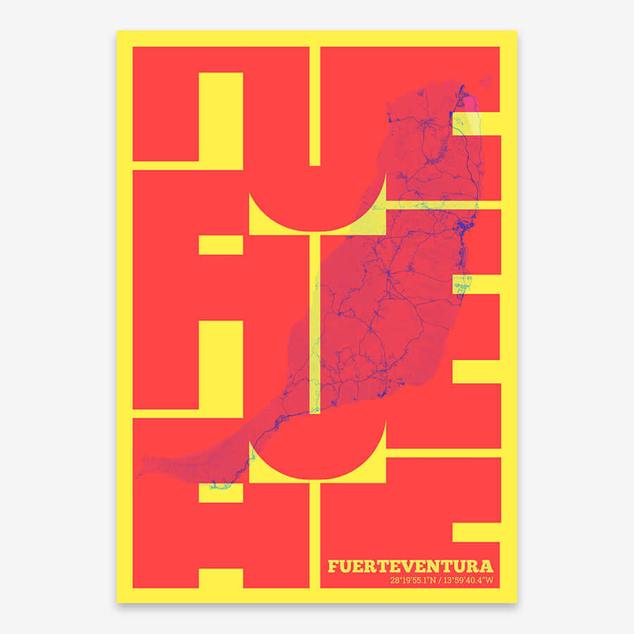 Póster artístico de Fuerteventura con tipografía geométrica - Decoración personalizada