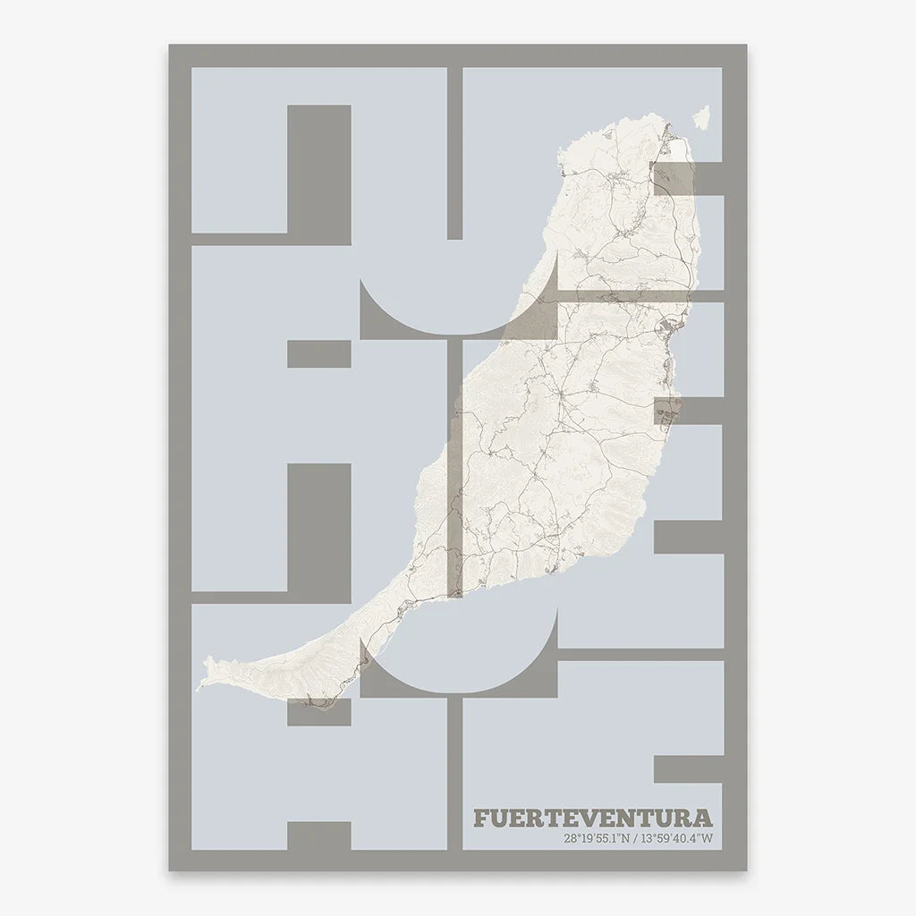 Fuerteventura art poster with geometric typography - Custom decoration