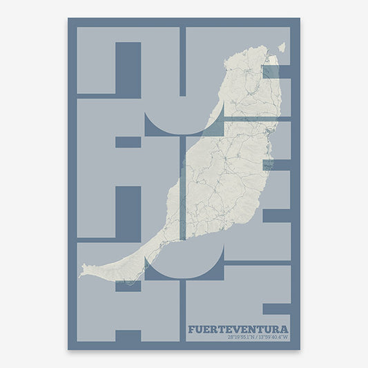 Fuerteventura art poster with geometric typography - Custom decoration