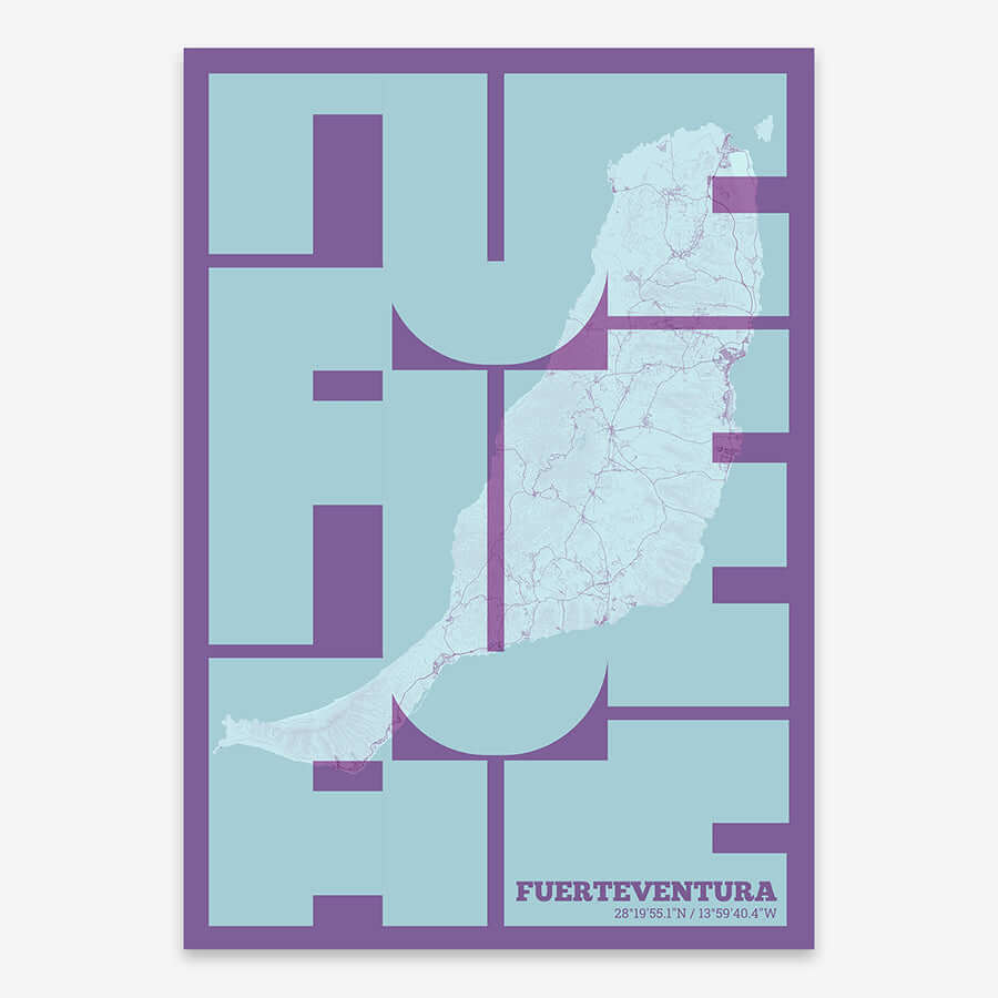 Póster artístico de Fuerteventura con tipografía geométrica - Decoración personalizada