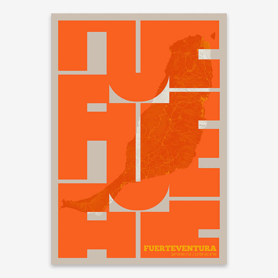 Póster artístico de Fuerteventura con tipografía geométrica - Decoración personalizada