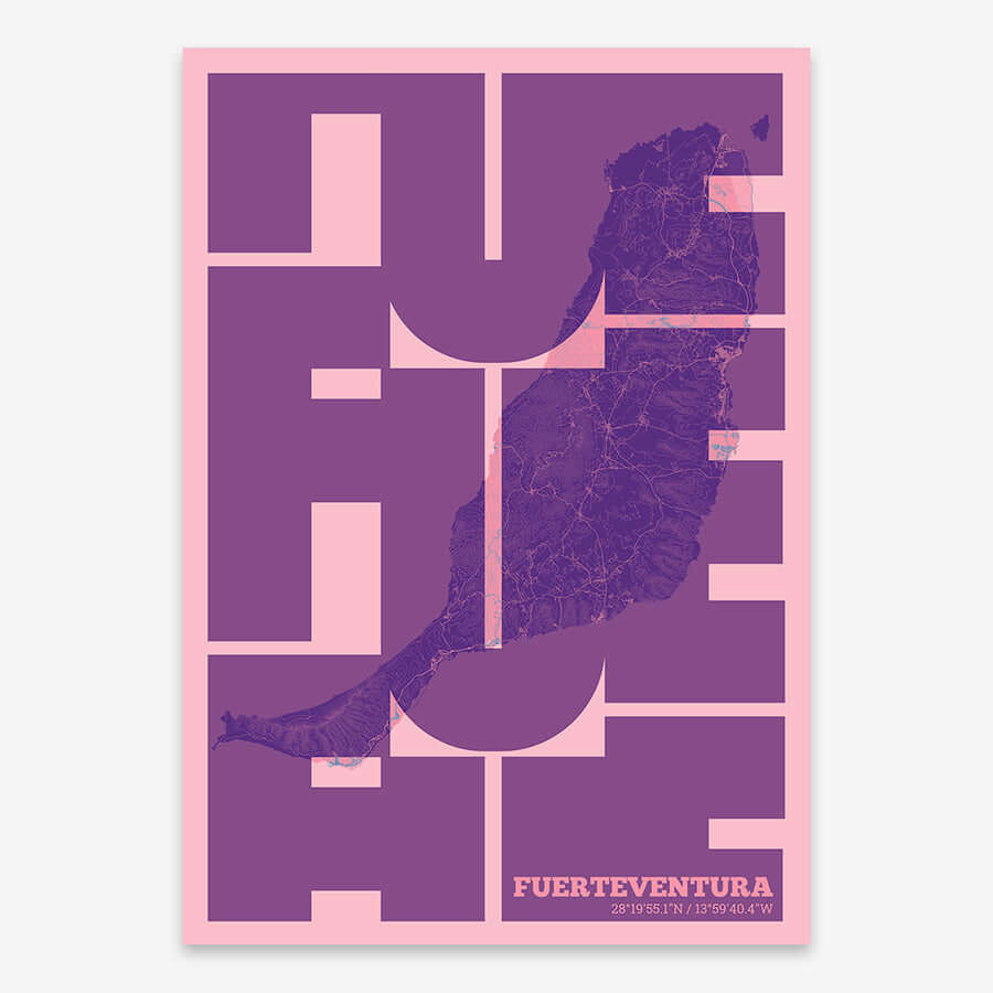 Póster artístico de Fuerteventura con tipografía geométrica - Decoración personalizada