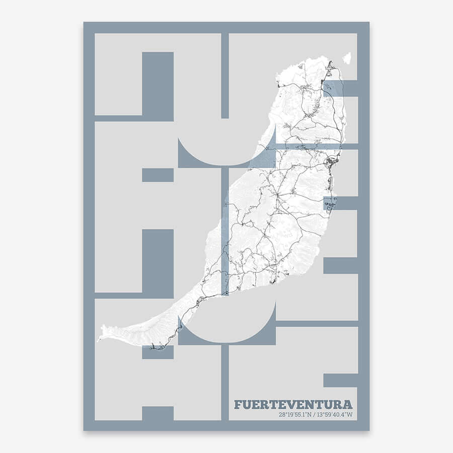Póster artístico de Fuerteventura con tipografía geométrica - Decoración personalizada