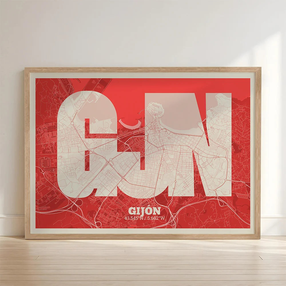 Lámina decorativa de Gijón – Arte tipográfico moderno