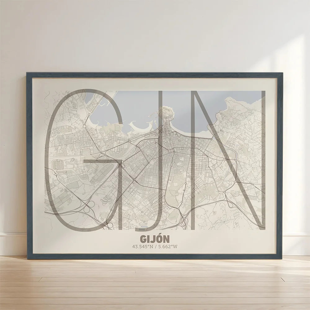 Póster decorativo de Gijón – Arte tipográfico ultrafino