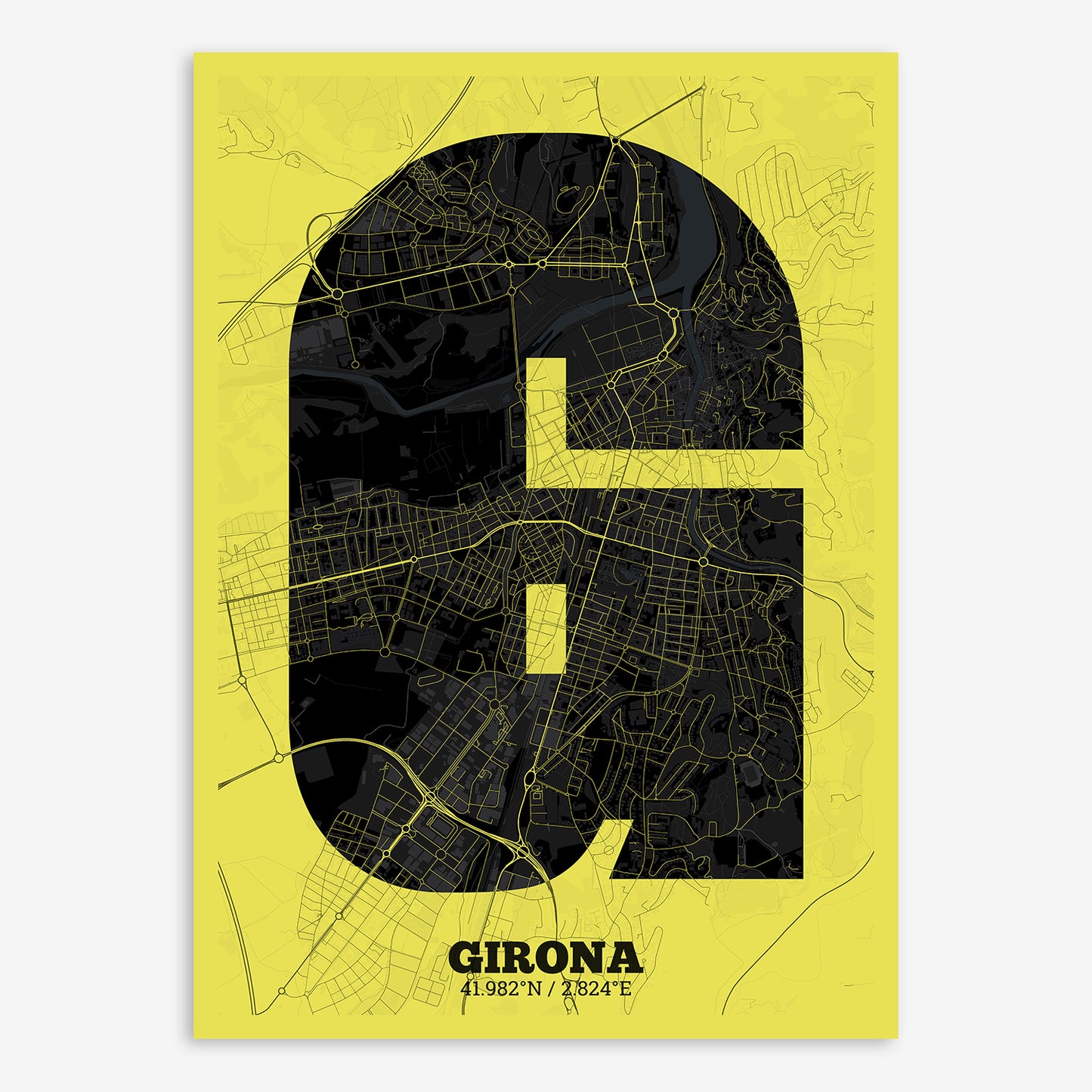 Girona Map V02 Night / No Frame / No