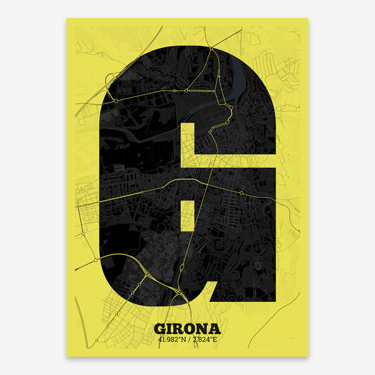 Girona Map V02 Night / Frame / Yes