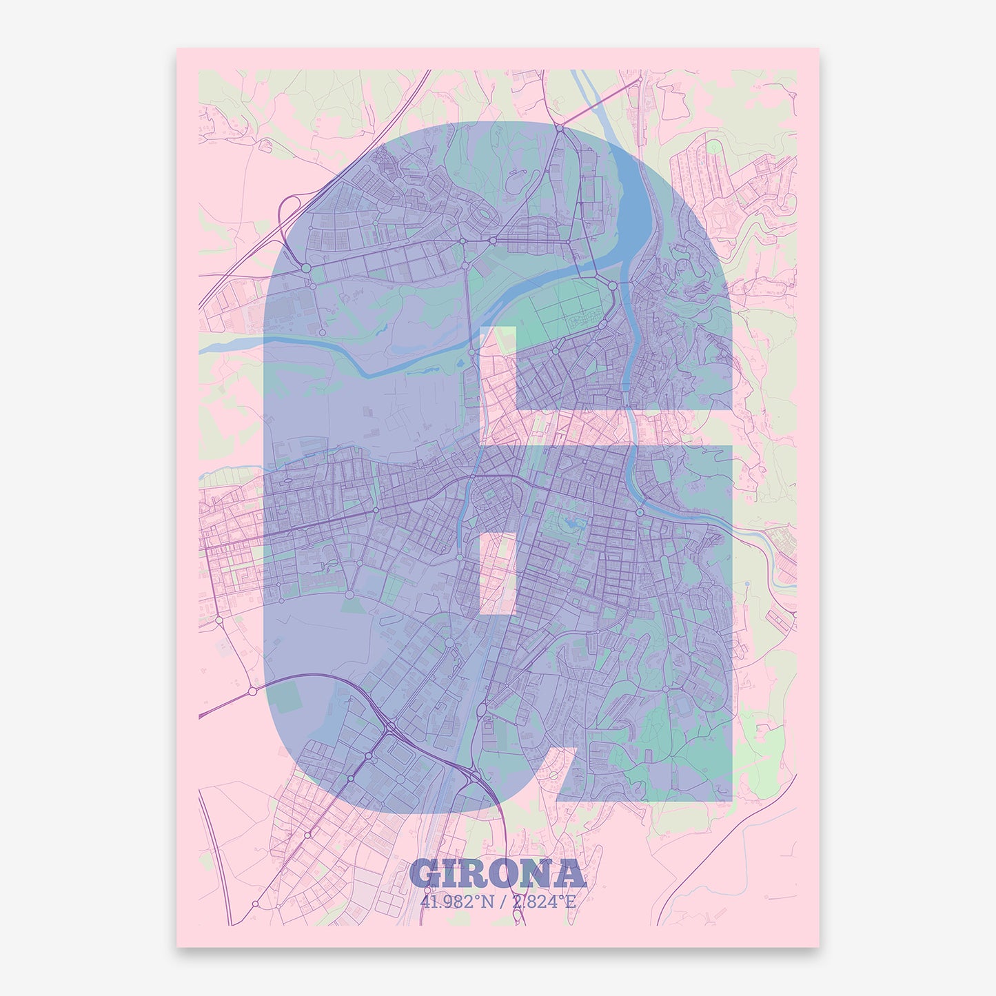 Girona Map V02 Nursery / No Frame / No