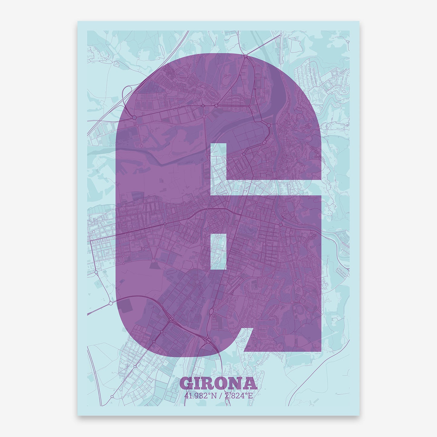 Girona Map V02 Shabby / No Frame / No