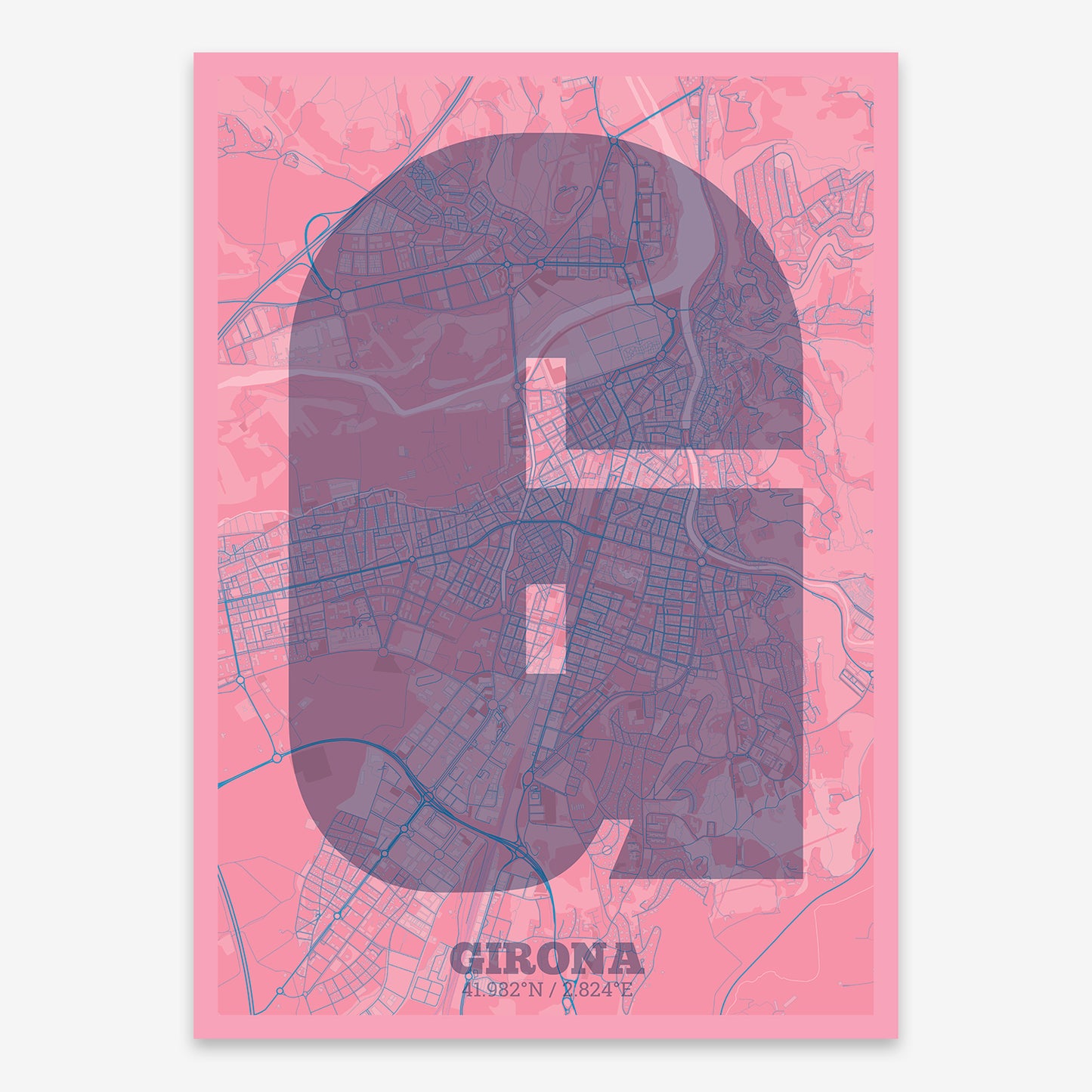 Girona Map V02 Tuscan / No Frame / No