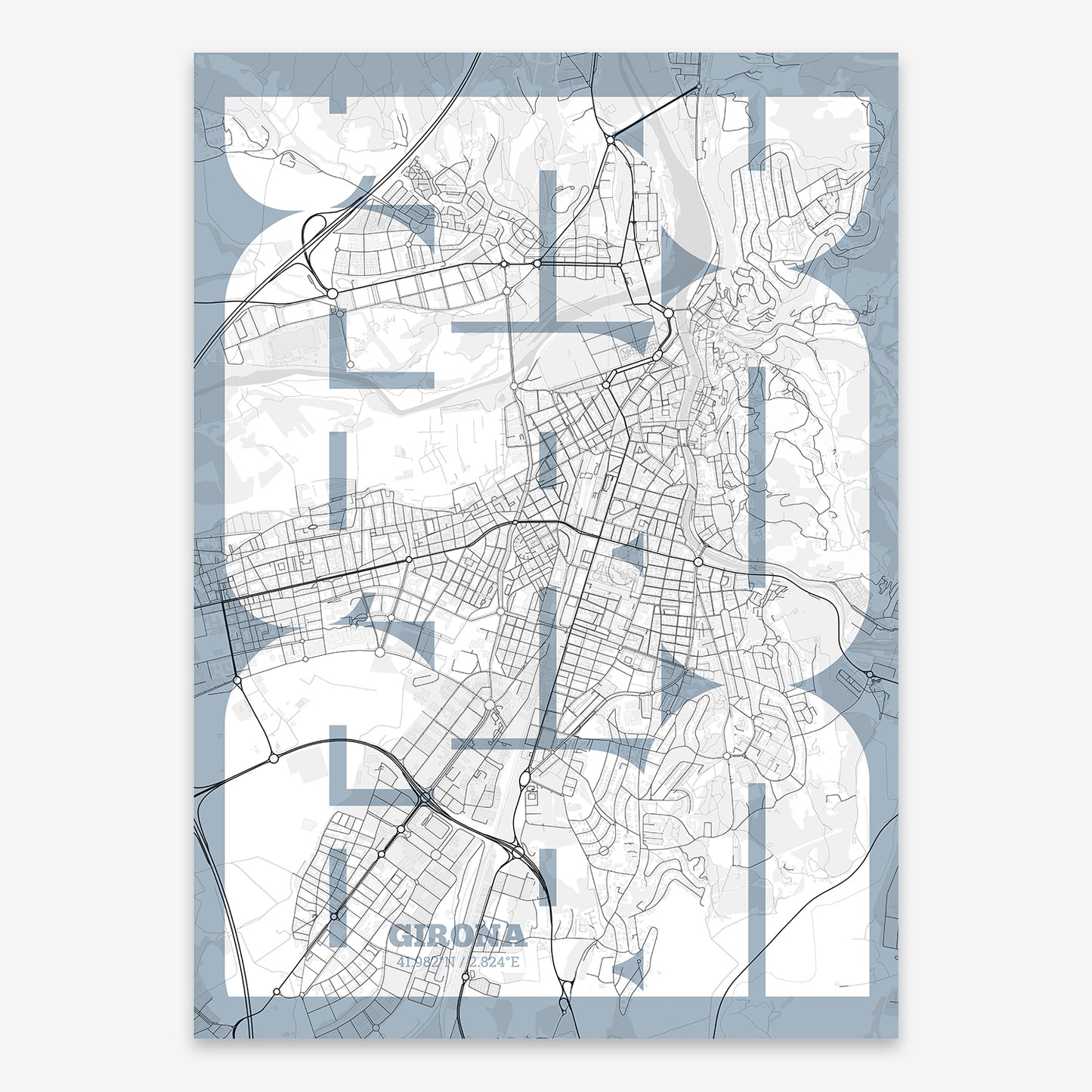 Girona Map V03 Urban / Frame / No