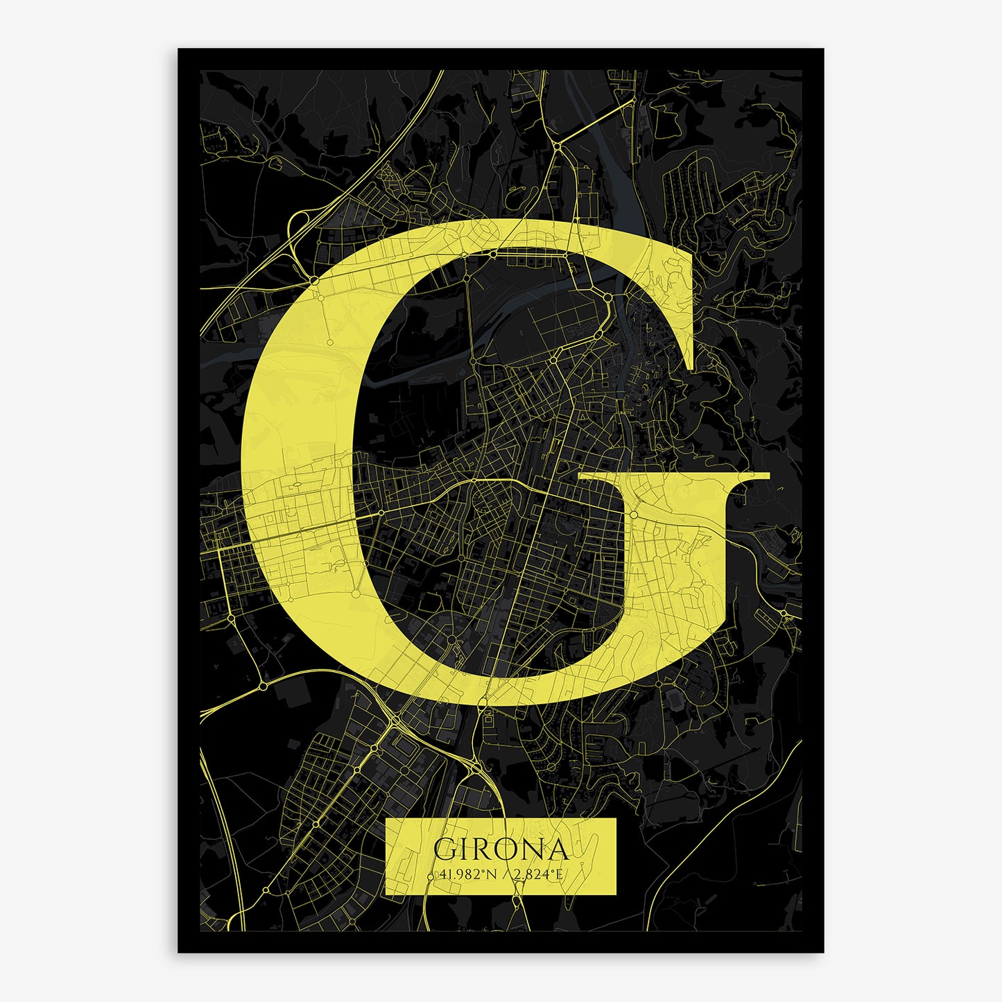 Girona Map V06 Night / Frame / Yes