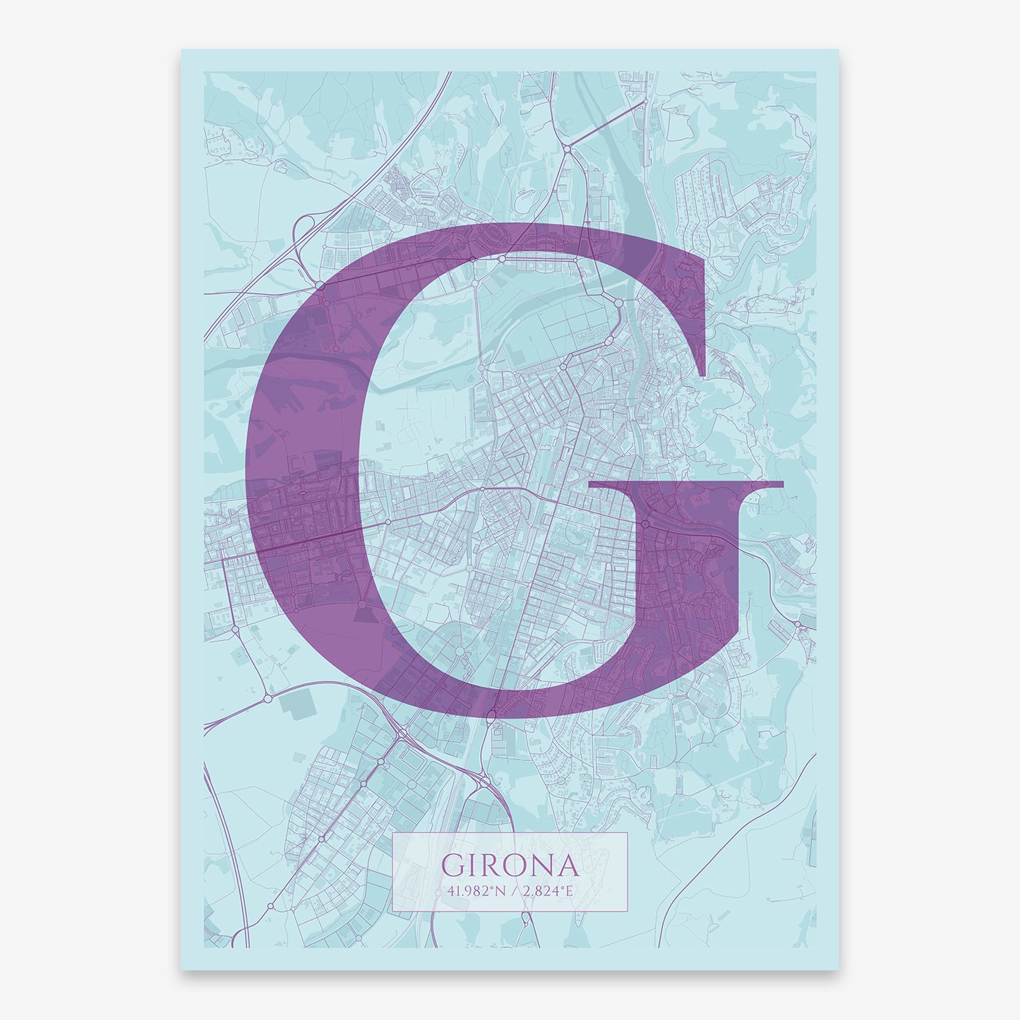 Girona Map V06 Shabby / No Frame / No