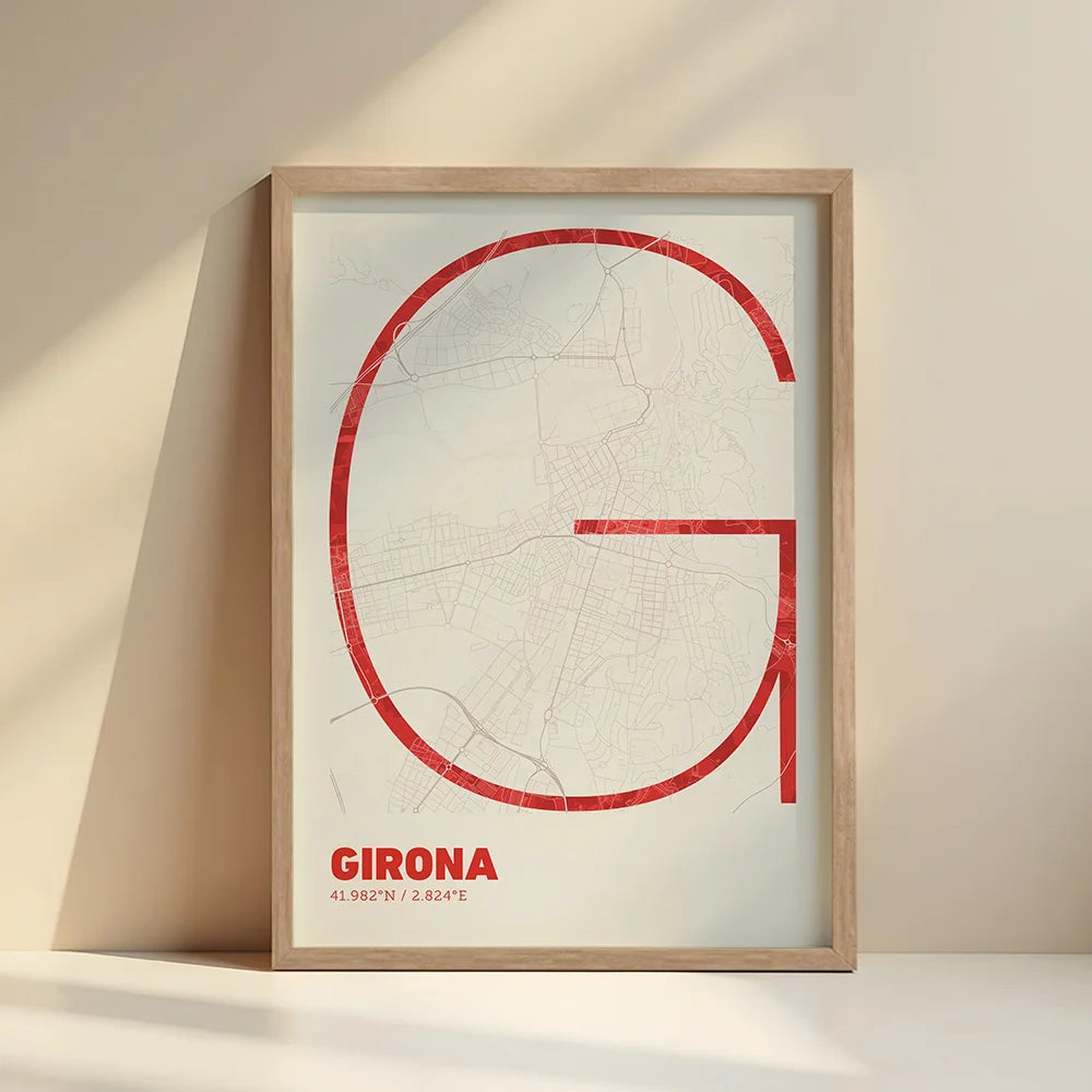 Póster decorativo de Girona – Arte tipográfico ultrafino