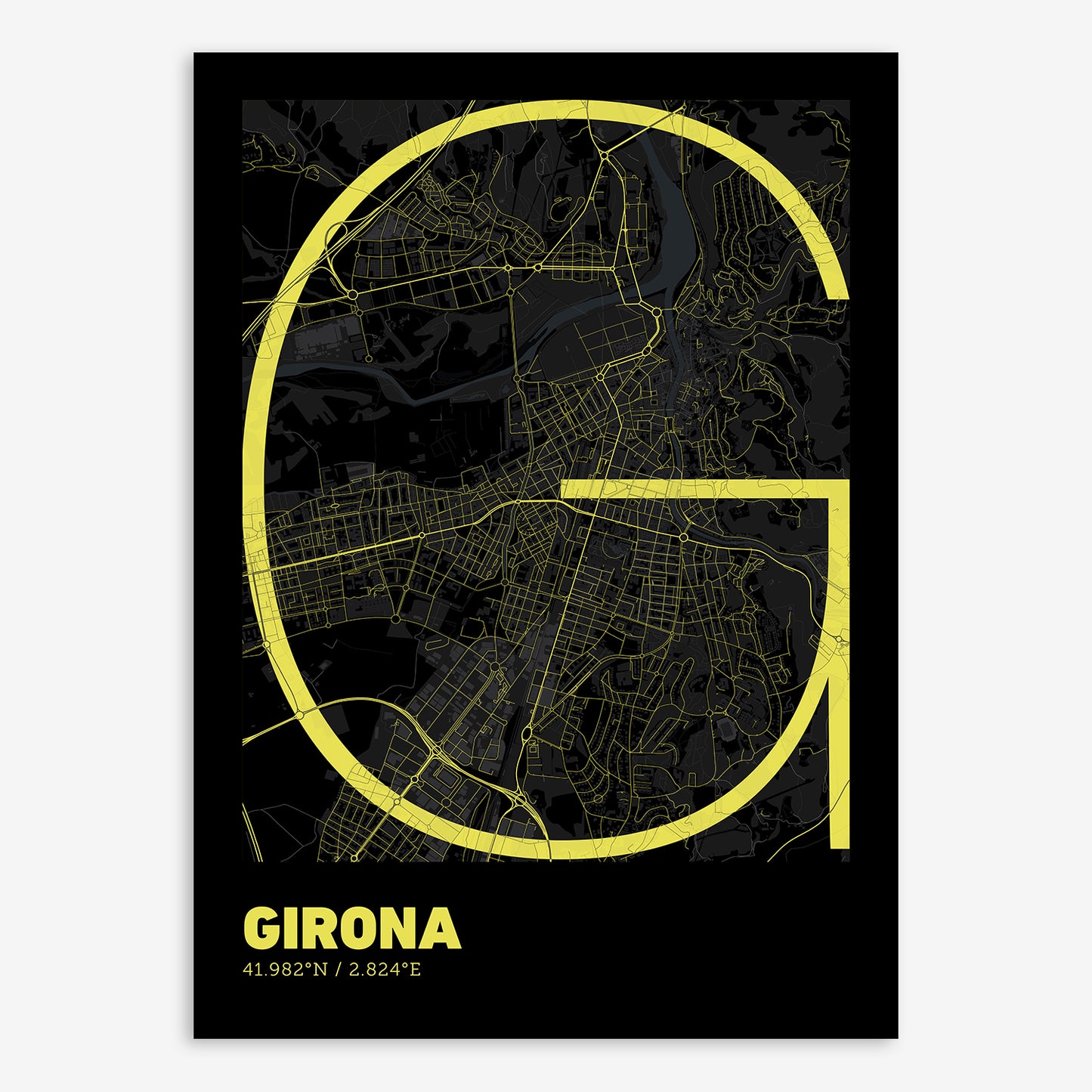 Girona Map V07 Night / No Frame / No